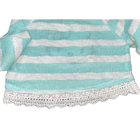 Hello Kitty Girls Kids Size 6 Sweater Pullover Blue White Stripe Sequin Pink Bow - Picture 9 of 12